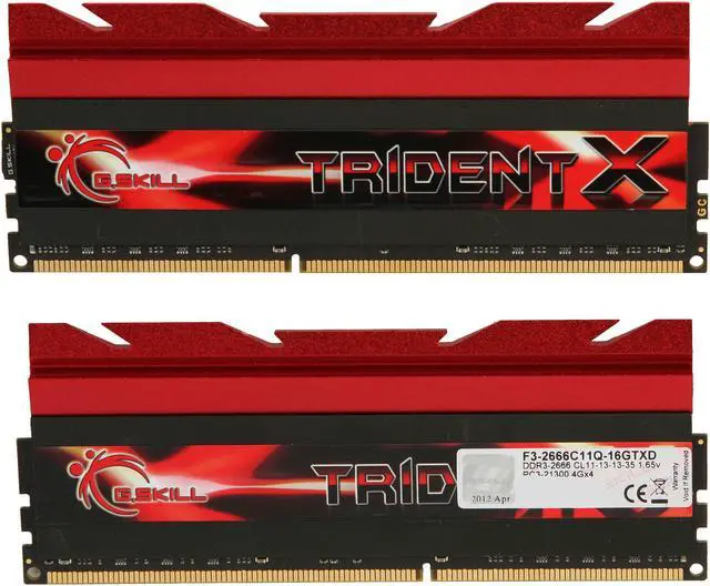 Alt view image 2 of 5 - G.SKILL TridentX Series 16GB (4 x 4GB) DDR3 2666 (PC3 21300) Desktop Memory Model F3-2666C11Q-16GTXD