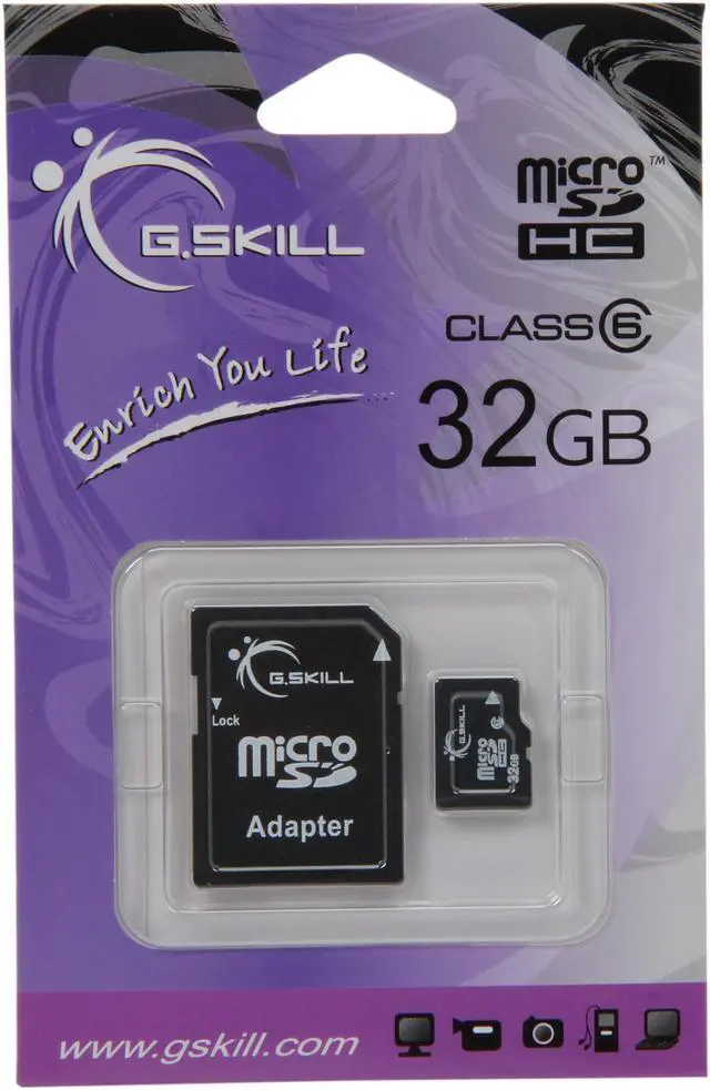 Alt view image 4 of 4 - G.SKILL 32GB microSDHC Flash Card w/ SD Adapter Model FF-TSDG32GA-C6