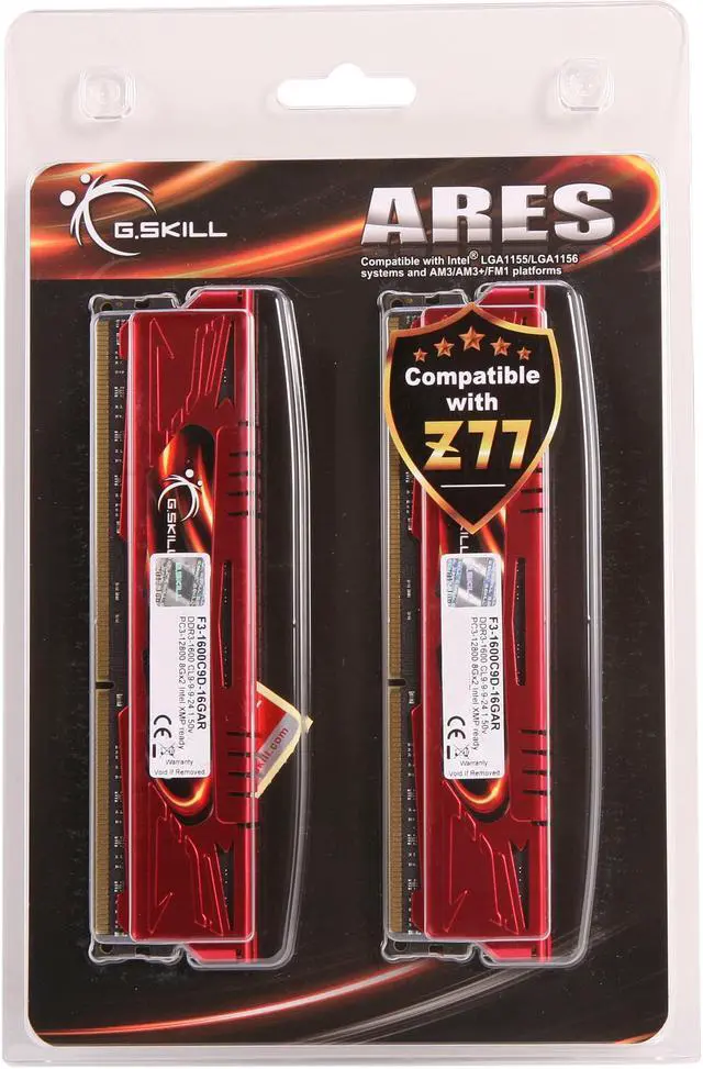 Alt view image 3 of 3 - G.SKILL Ares Series 16GB (2 x 8GB) DDR3 1600 (PC3 12800) Desktop Memory Model F3-1600C9D-16GAR