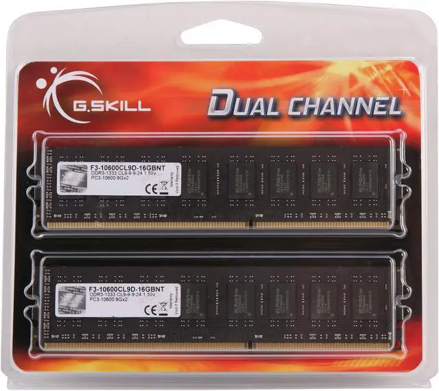 Alt view image 3 of 3 - G.SKILL Value Series 16GB (2 x 8GB) DDR3 1333 (PC3 10600) Desktop Memory Model F3-10600CL9D-16GBNT