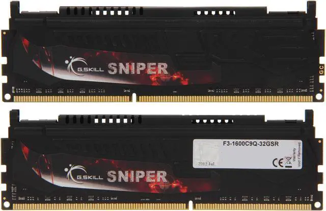 Alt view image 2 of 3 - G.SKILL Sniper Gaming Series 32GB (4 x 8GB) DDR3 1600 (PC3 12800) Desktop Memory Model F3-1600C9Q-32GSR