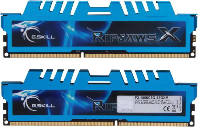 Alt view image 2 of 3 - G.SKILL Ripjaws X Series 32GB (4 x 8GB) DDR3 1866 (PC3 14900) Desktop Memory Model F3-1866C9Q-32GXM