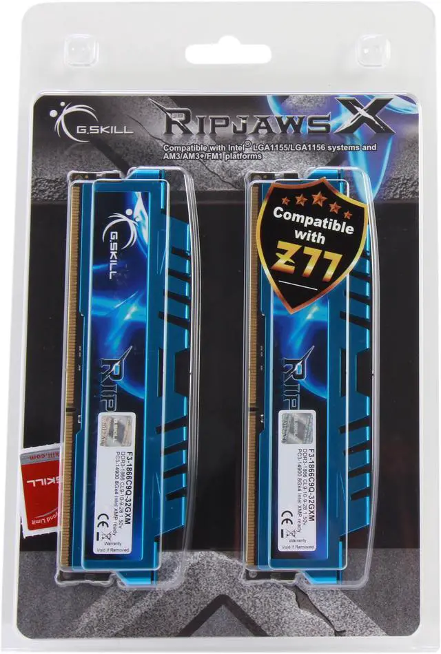 Alt view image 3 of 3 - G.SKILL Ripjaws X Series 32GB (4 x 8GB) DDR3 1866 (PC3 14900) Desktop Memory Model F3-1866C9Q-32GXM