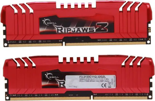 Alt view image 2 of 3 - G.SKILL Ripjaws Z Series 32GB (4 x 8GB) DDR3 2133 (PC3 17000) Desktop Memory Model F3-2133C11Q-32GZL