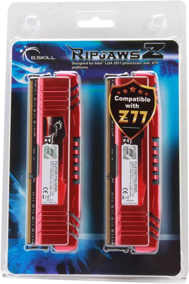 Alt view image 3 of 3 - G.SKILL Ripjaws Z Series 32GB (4 x 8GB) DDR3 2133 (PC3 17000) Desktop Memory Model F3-2133C11Q-32GZL