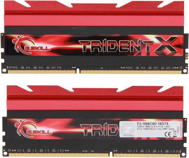 Alt view image 2 of 3 - G.SKILL TridentX Series 16GB (2 x 8GB) DDR3 1866 (PC3 14900) Desktop Memory Model F3-1866C8D-16GTX