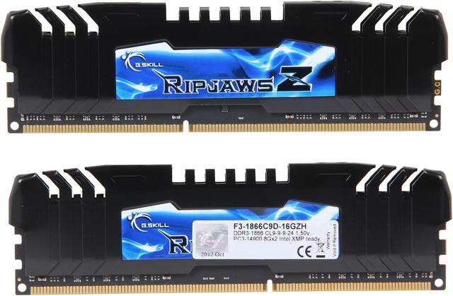 Alt view image 2 of 3 - G.SKILL Ripjaws Z Series 16GB (2 x 8GB) DDR3 1866 (PC3 14900) Desktop Memory Model F3-1866C9D-16GZH