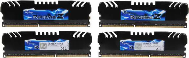 Alt view image 2 of 3 - G.SKILL Ripjaws Z Series 32GB (4 x 8GB) DDR3 1866 (PC3 14900) Desktop Memory Model F3-1866C9Q-32GZH