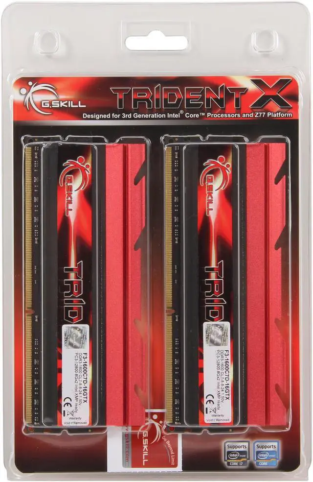 Alt view image 3 of 3 - G.SKILL TridentX Series 16GB (2 x 8GB) DDR3 1600 (PC3 12800) Desktop Memory Model F3-1600C7D-16GTX