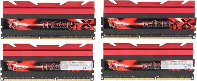 Alt view image 2 of 3 - G.SKILL TridentX Series 32GB (4 x 8GB) DDR3 1600 (PC3 12800) Desktop Memory Model F3-1600C7Q-32GTX