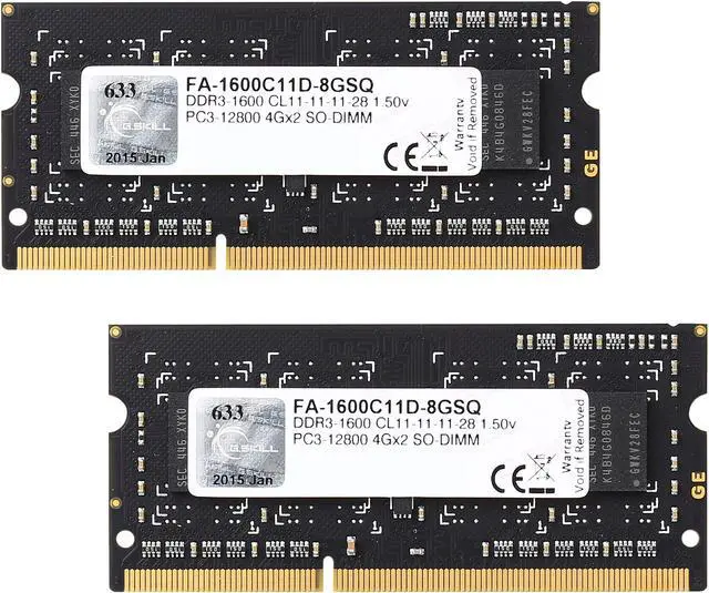 Main image of G.SKILL 8GB (2 x 4GB) DDR3 1600 (PC3 12800) Memory for Apple Model FA-1600C11D-8GSQ