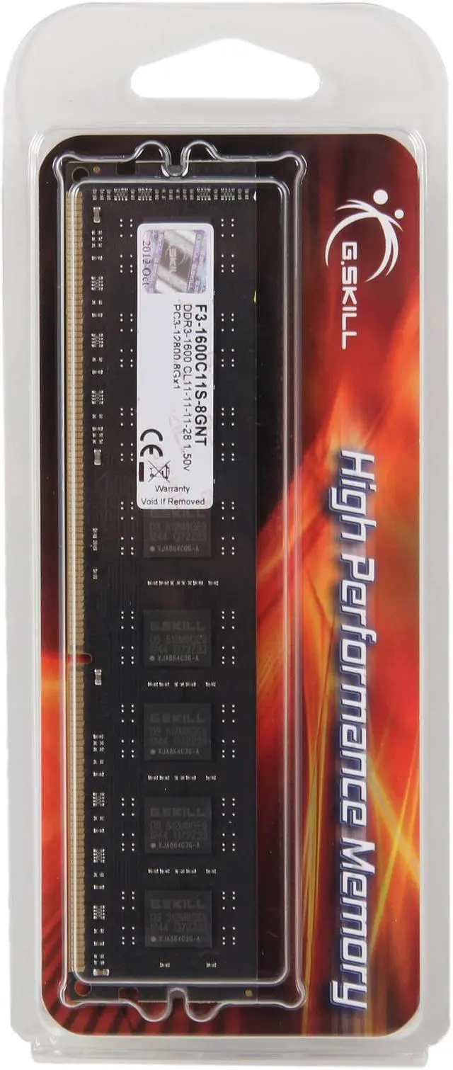 Alt view image 3 of 3 - G.SKILL Value 8GB 240-Pin PC RAM DDR3 1600 (PC3 12800) Desktop Memory Model F3-1600C11S-8GNT