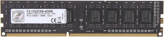 Main image of G.SKILL NS Series 4GB DDR3 1333 (PC3 10600) Desktop Memory Model F3-1333C9S-4GNS