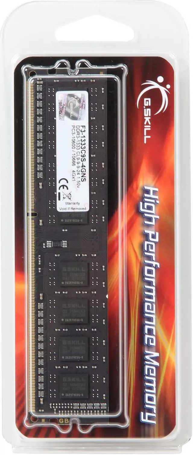 Alt view image 3 of 3 - G.SKILL NS Series 4GB DDR3 1333 (PC3 10600) Desktop Memory Model F3-1333C9S-4GNS