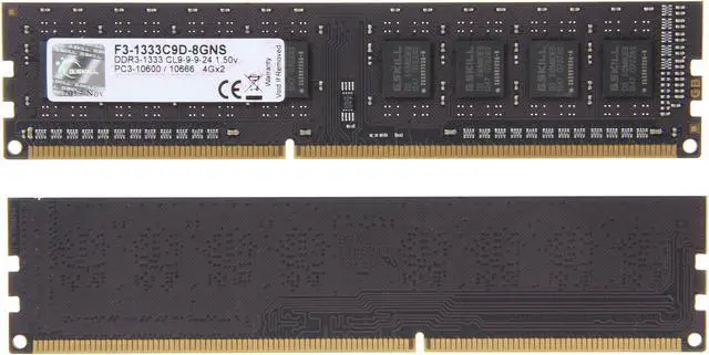 Alt view image 2 of 3 - G.SKILL NS Series 8GB (2 x 4GB) DDR3 1333 (PC3 10600) Desktop Memory Model F3-1333C9D-8GNS