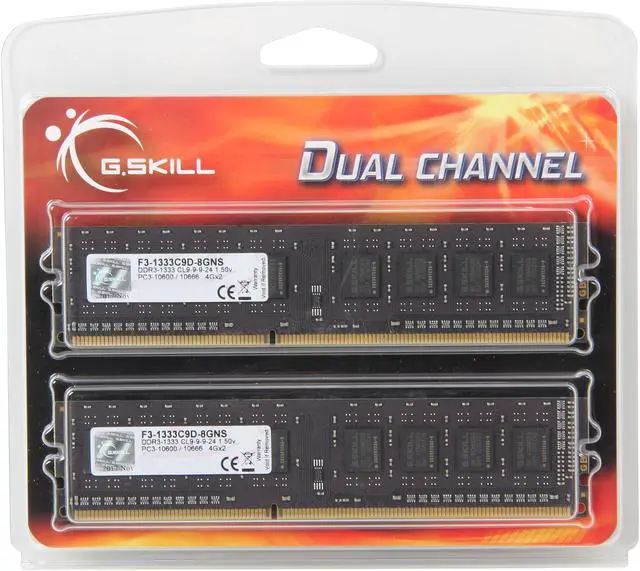 Alt view image 3 of 3 - G.SKILL NS Series 8GB (2 x 4GB) DDR3 1333 (PC3 10600) Desktop Memory Model F3-1333C9D-8GNS