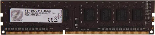 Main image of G.SKILL NS Series 4GB DDR3 1600 (PC3 12800) Desktop Memory Model F3-1600C11S-4GNS