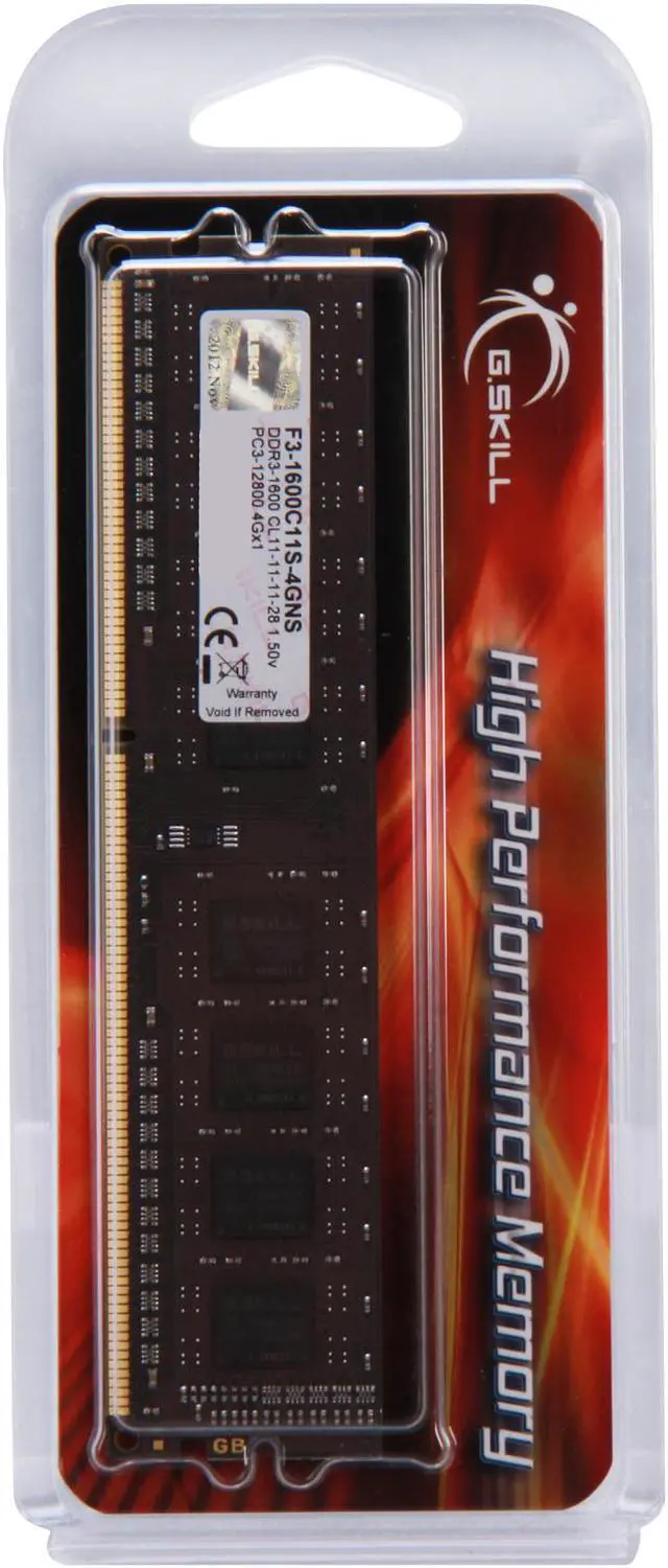 Alt view image 3 of 3 - G.SKILL NS Series 4GB DDR3 1600 (PC3 12800) Desktop Memory Model F3-1600C11S-4GNS