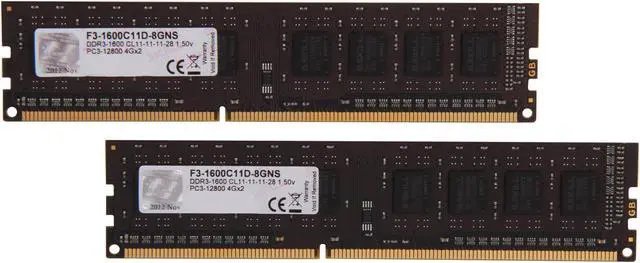 Main image of G.SKILL NS Series 8GB (2 x 4GB) DDR3 1600 (PC3 12800) Desktop Memory Model F3-1600C11D-8GNS