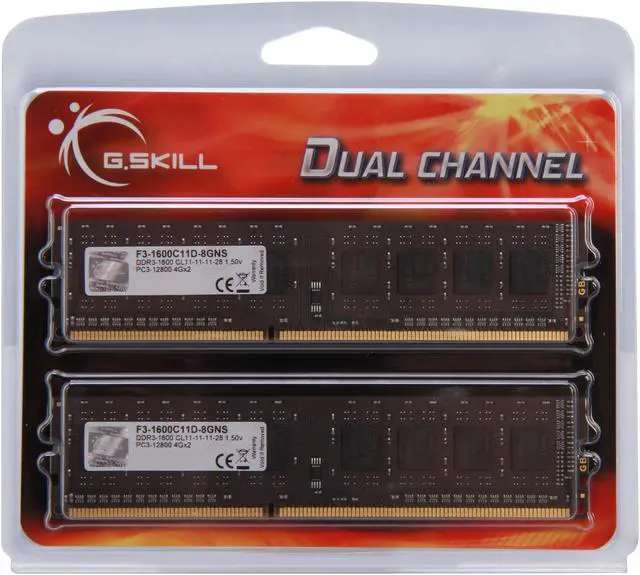 Alt view image 3 of 3 - G.SKILL NS Series 8GB (2 x 4GB) DDR3 1600 (PC3 12800) Desktop Memory Model F3-1600C11D-8GNS