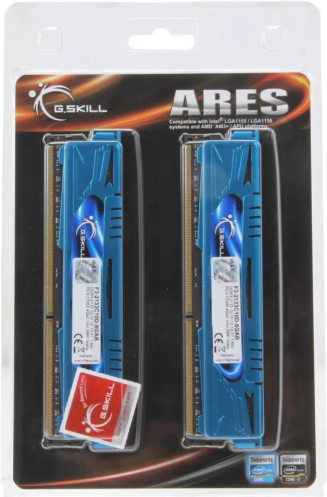 Alt view image 3 of 3 - G.SKILL Ares Series 8GB (2 x 4GB) DDR3 2133 (PC3 17000) Desktop Memory Model F3-2133C10D-8GAB