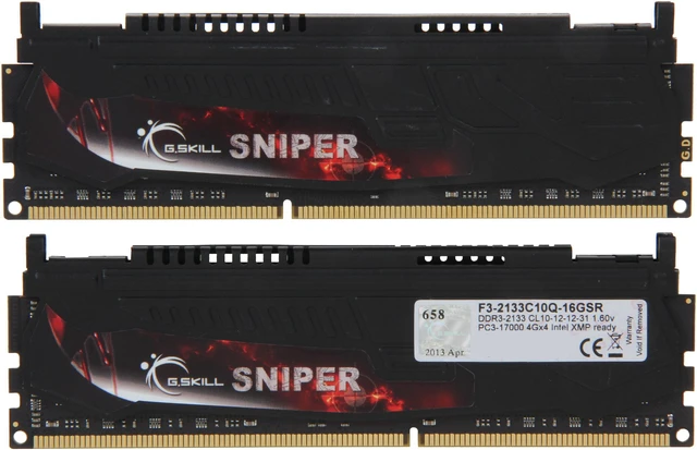 Alt view image 2 of 3 - G.SKILL Sniper Series 16GB (4 x 4GB) DDR3 2133 (PC3 17000) Desktop Memory Model F3-2133C10Q-16GSR