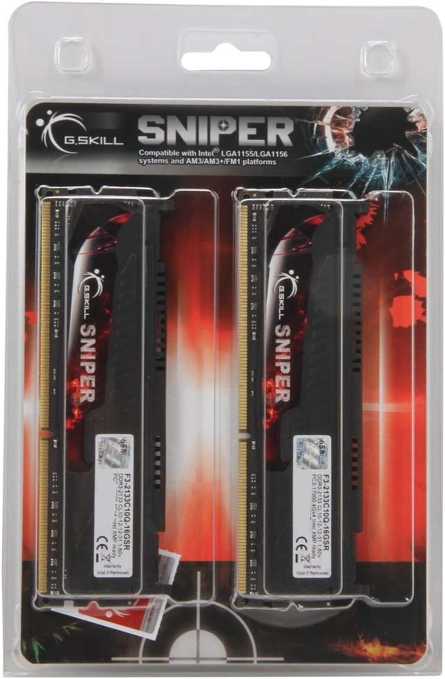 Alt view image 3 of 3 - G.SKILL Sniper Series 16GB (4 x 4GB) DDR3 2133 (PC3 17000) Desktop Memory Model F3-2133C10Q-16GSR