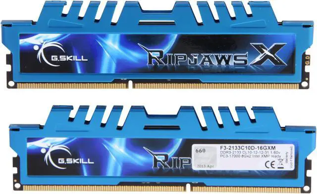 Alt view image 2 of 3 - G.SKILL Ripjaws X Series 16GB (2 x 8GB) DDR3 2133 (PC3 17000) Desktop Memory Model F3-2133C10D-16GXM