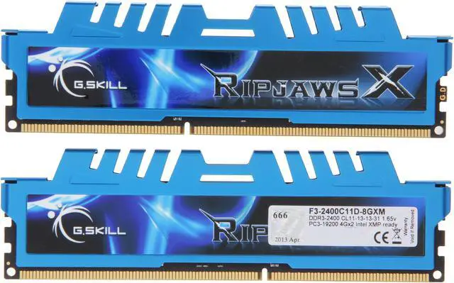 Alt view image 2 of 3 - G.SKILL Ripjaws X Series 8GB (2 x 4GB) DDR3 2400 (PC3 19200) Desktop Memory Model F3-2400C11D-8GXM