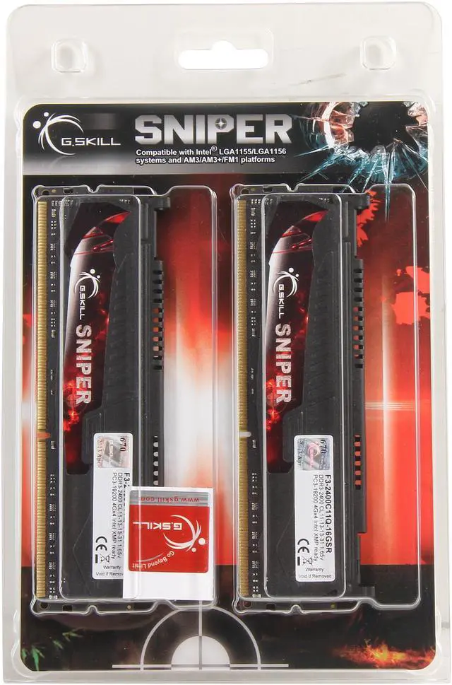 Alt view image 3 of 3 - G.SKILL Sniper Series 16GB (4 x 4GB) DDR3 2400 (PC3 19200) Desktop Memory Model F3-2400C11Q-16GSR