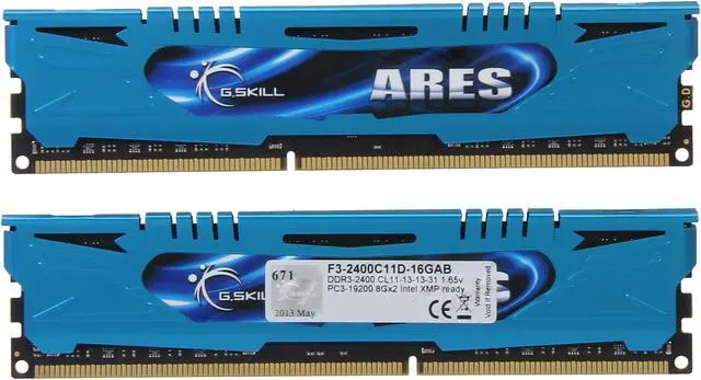 Alt view image 2 of 3 - G.SKILL Ares Series 16GB (2 x 8GB) 240-Pin PC RAM DDR3 2400 (PC3 19200) Desktop Memory Model F3-2400C11D-16GAB