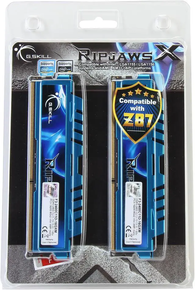 Alt view image 3 of 3 - G.SKILL Ripjaws X Series 16GB (2 x 8GB) DDR3 2400 (PC3 19200) Desktop Memory Model F3-2400C11D-16GXM