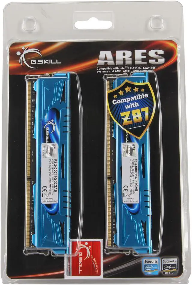 Alt view image 3 of 3 - G.SKILL Ares Series 32GB (4 x 8GB) DDR3 2400 (PC3 19200) Desktop Memory Model F3-2400C11Q-32GAB