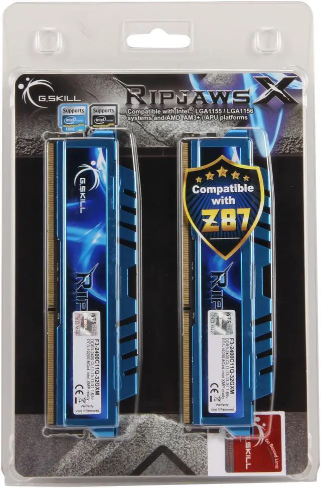 Alt view image 3 of 3 - G.SKILL Ripjaws X Series 32GB (4 x 8GB) DDR3 2400 (PC3 19200) Desktop Memory Model F3-2400C11Q-32GXM
