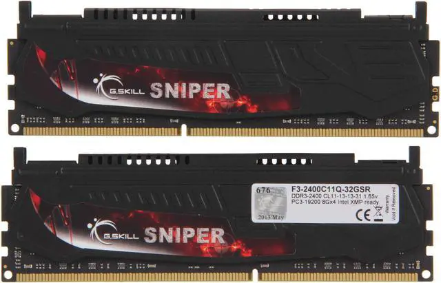 Alt view image 2 of 3 - G.SKILL Sniper Series 32GB (4 x 8GB) DDR3 2400 (PC3 19200) Desktop Memory Model F3-2400C11Q-32GSR