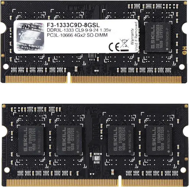 Alt view image 2 of 3 - G.SKILL 8GB (2 x 4GB) 204-Pin DDR3 SO-DIMM DDR3L 1333 (PC3L 10666) Laptop Memory Model F3-1333C9D-8GSL