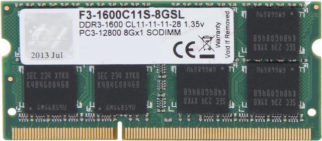 G.SKILL 8GB 204-Pin DDR3 SO-DIMM DDR3L 1600 (PC3L 12800) Laptop Memory  Model F3-1600C11S-8GSL