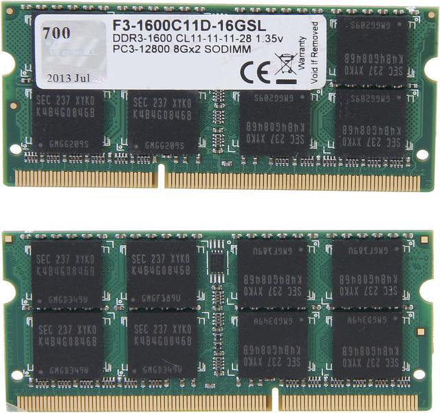 G.Skill SO-DIMM 16 Go (2 x 8 Go) DDR3 1600 MHz CL11 - Mémoire PC