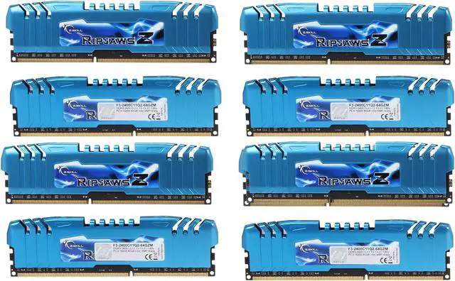 Alt view image 2 of 3 - G.SKILL Ripjaws Z Series 64GB (8 x 8GB) DDR3 2400 (PC3 19200) Desktop Memory Model F3-2400C11Q2-64GZM