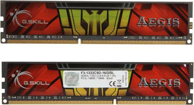 Alt view image 2 of 3 - G.SKILL AEGIS 16GB (2 x 8GB) DDR3L 1333 (PC3L 10600) Desktop Memory Model F3-1333C9D-16GISL
