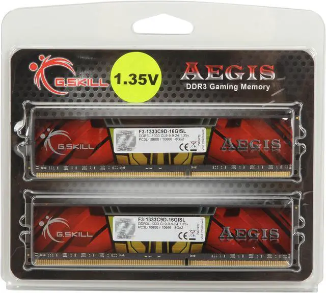 Alt view image 3 of 3 - G.SKILL AEGIS 16GB (2 x 8GB) DDR3L 1333 (PC3L 10600) Desktop Memory Model F3-1333C9D-16GISL