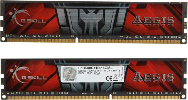 Alt view image 2 of 3 - G.SKILL AEGIS 16GB (2 x 8GB) DDR3L 1600 (PC3L 12800) Desktop Memory Model F3-1600C11D-16GISL