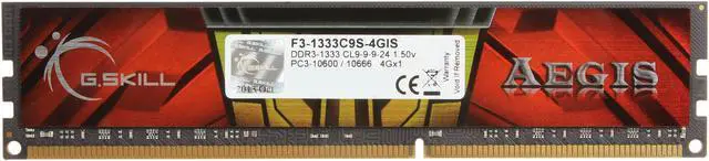 Alt view image 2 of 3 - G.SKILL AEGIS 4GB 240-Pin PC RAM DDR3 1333 (PC3 10600) Desktop Memory Model F3-1333C9S-4GIS