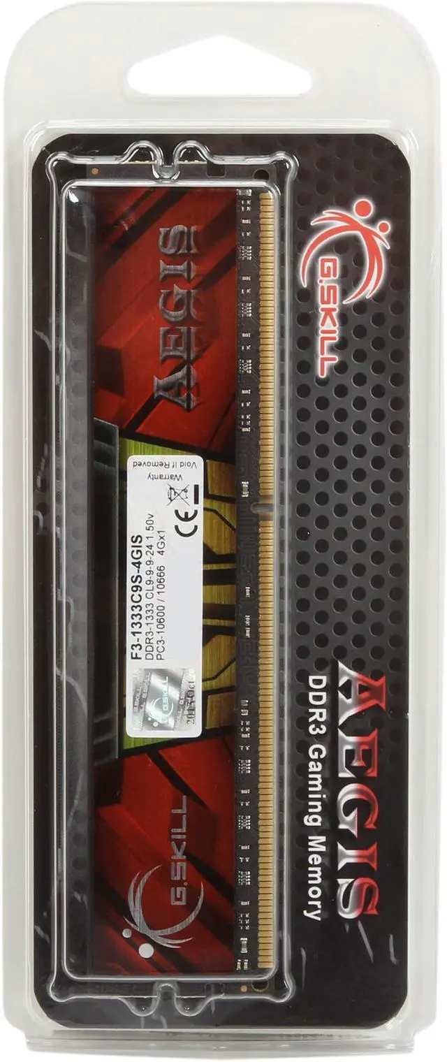 Alt view image 3 of 3 - G.SKILL AEGIS 4GB 240-Pin PC RAM DDR3 1333 (PC3 10600) Desktop Memory Model F3-1333C9S-4GIS