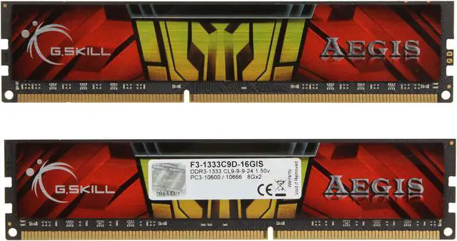 Alt view image 2 of 3 - G.SKILL AEGIS 16GB (2 x 8GB) DDR3 1333 (PC3 10600) Desktop Memory Model F3-1333C9D-16GIS