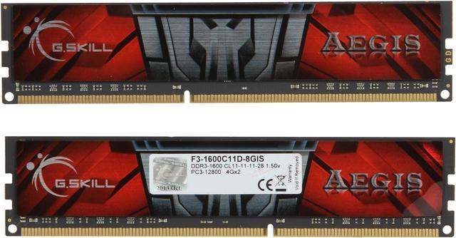 G.SKILL AEGIS 8GB (2 x 4GB) DDR3 1600 (PC3 12800) Desktop Memory Model  F3-1600C11D-8GIS