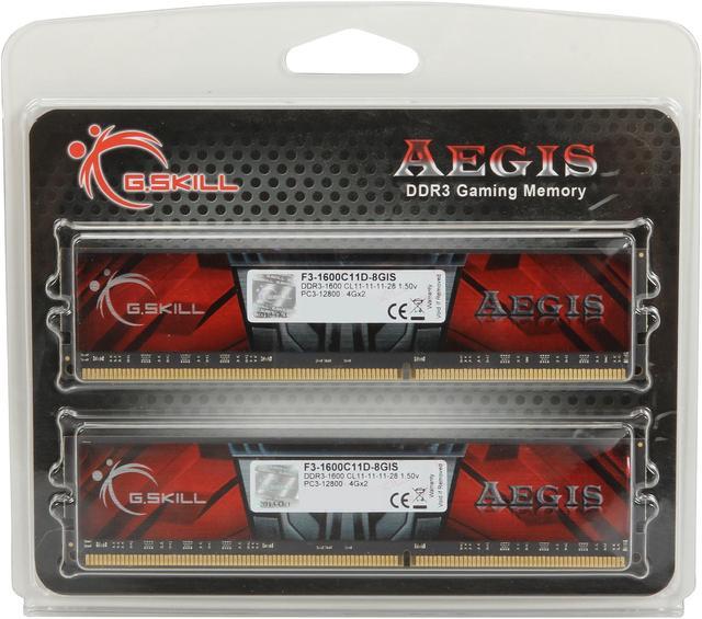 G.SKILL AEGIS 8GB (2 x 4GB) DDR3 1600 (PC3 12800) Desktop Memory Model  F3-1600C11D-8GIS