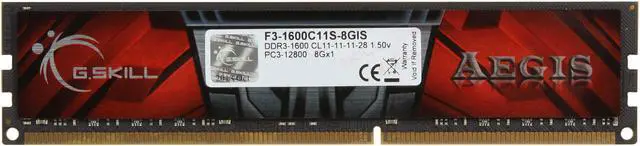 Alt view image 2 of 3 - G.SKILL AEGIS 8GB 240-Pin PC RAM DDR3 1600 (PC3 12800) Desktop Memory Model F3-1600C11S-8GIS