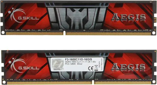 Alt view image 2 of 3 - G.SKILL AEGIS 16GB (2 x 8GB) DDR3 1600 (PC3 12800) Desktop Memory Model F3-1600C11D-16GIS