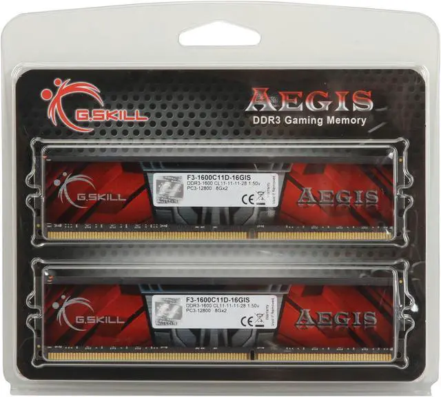 Alt view image 3 of 3 - G.SKILL AEGIS 16GB (2 x 8GB) DDR3 1600 (PC3 12800) Desktop Memory Model F3-1600C11D-16GIS